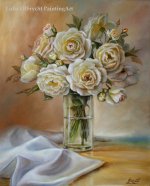 Róże w Wazonie ,ręcznie mal.obraz olej, L.Olbrycht